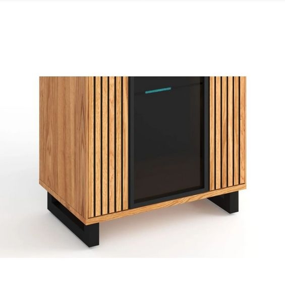 Vitrine mit Glaseinsatz Anrichte Stauraum Kommode 3 2 0 2 Eiche furniert