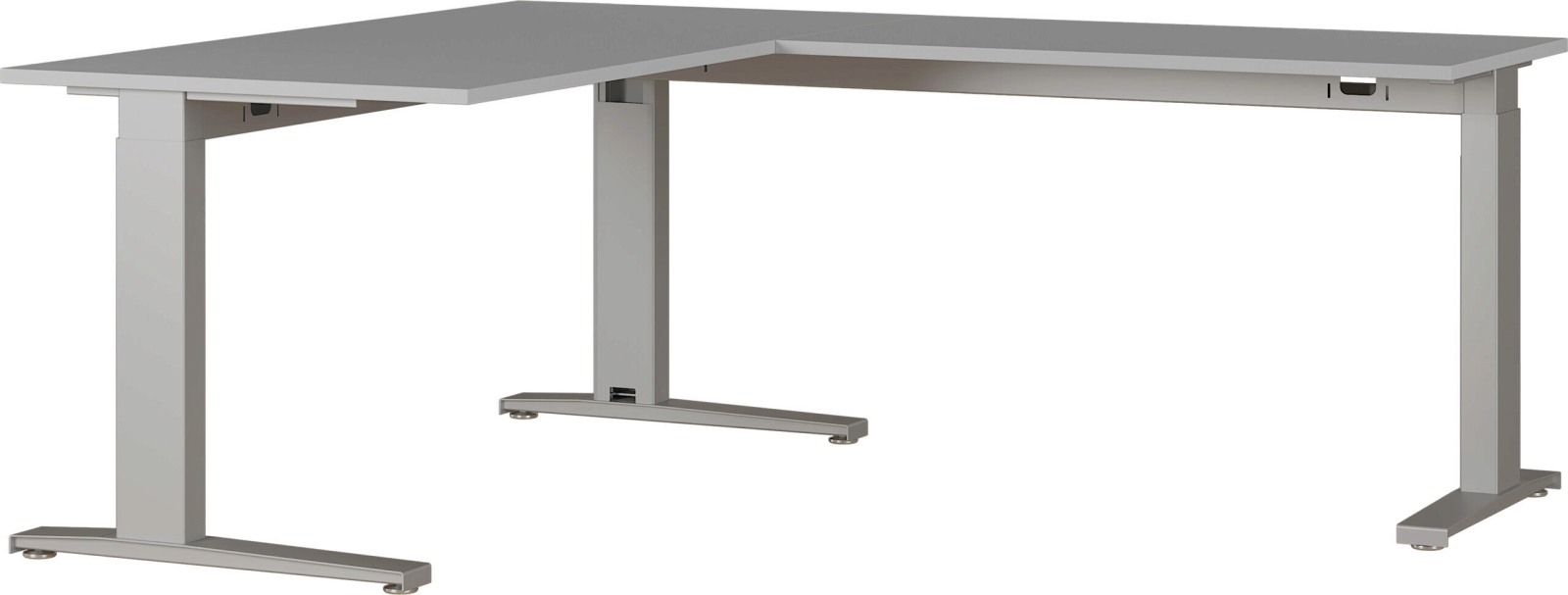 8513 höhenverstellbarer mechanischer Schreibtisch Arbeitstisch Bürotisch Büromöbel Winkelschreibtisch Lichtgrau/Silber oder SchwarzNachbildung