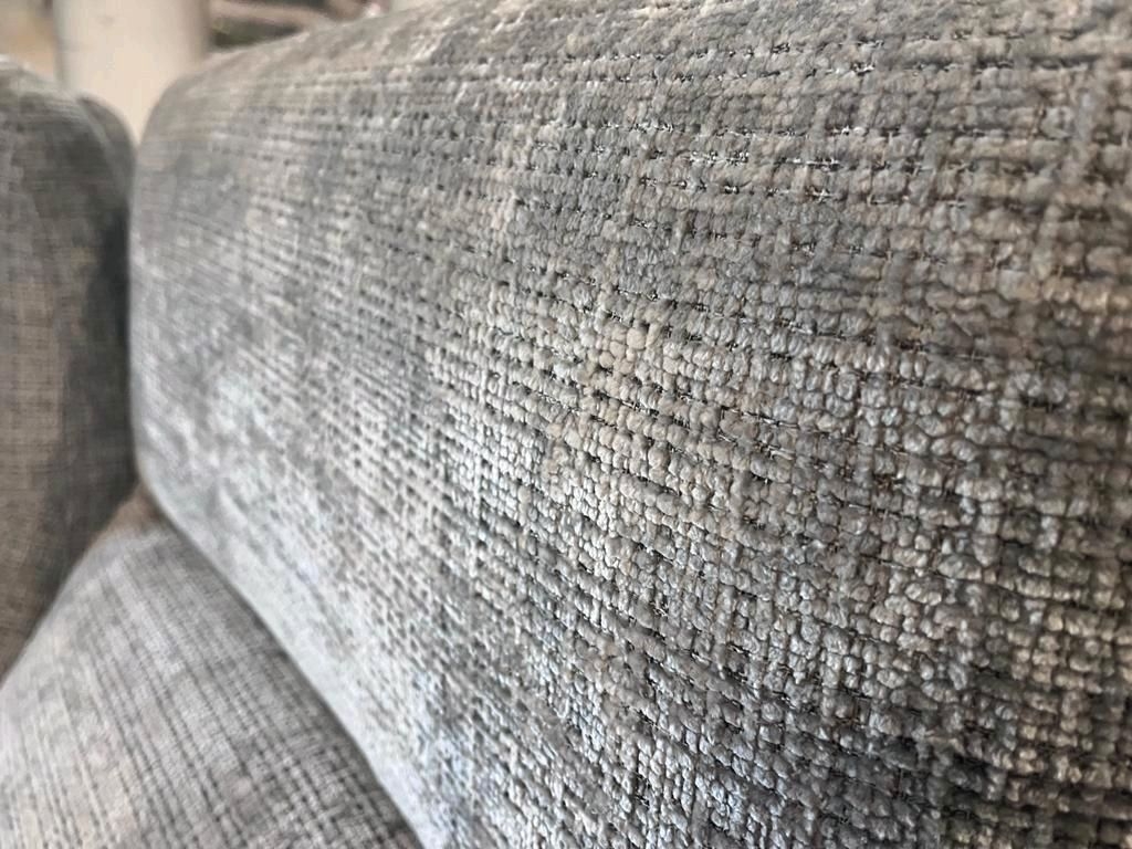 Ecksofa Polsterecke Sofa Couch L-Sofa CESAR Strukturstoff silber/grau Ausstellung BH