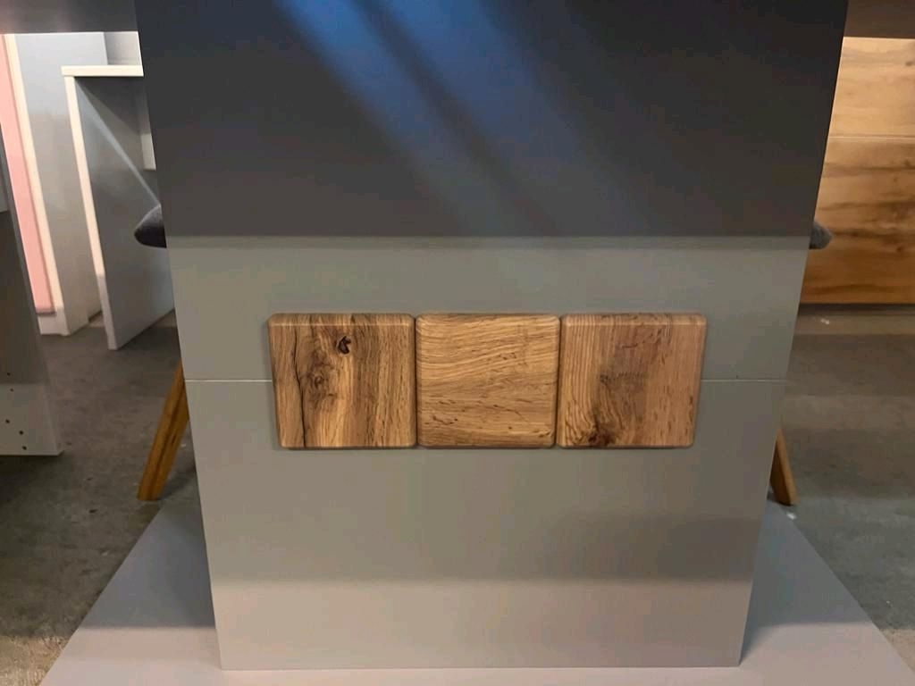 Esstisch Esszimmertisch Tisch Küchentisch ZADAR Arktis Grau Applikation Eiche Wotan Ausstellung Bühne