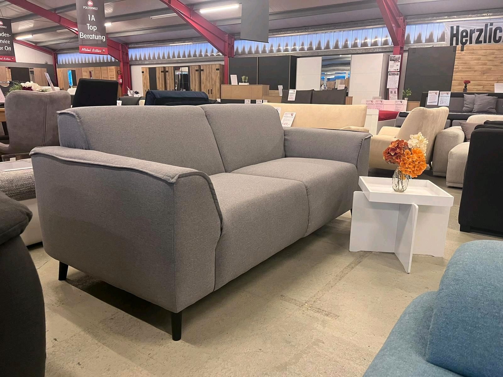 2,5er Sofa 2,5er Couch JANEK Strukturstoff Grau in Scandic Style Versand Beverungen