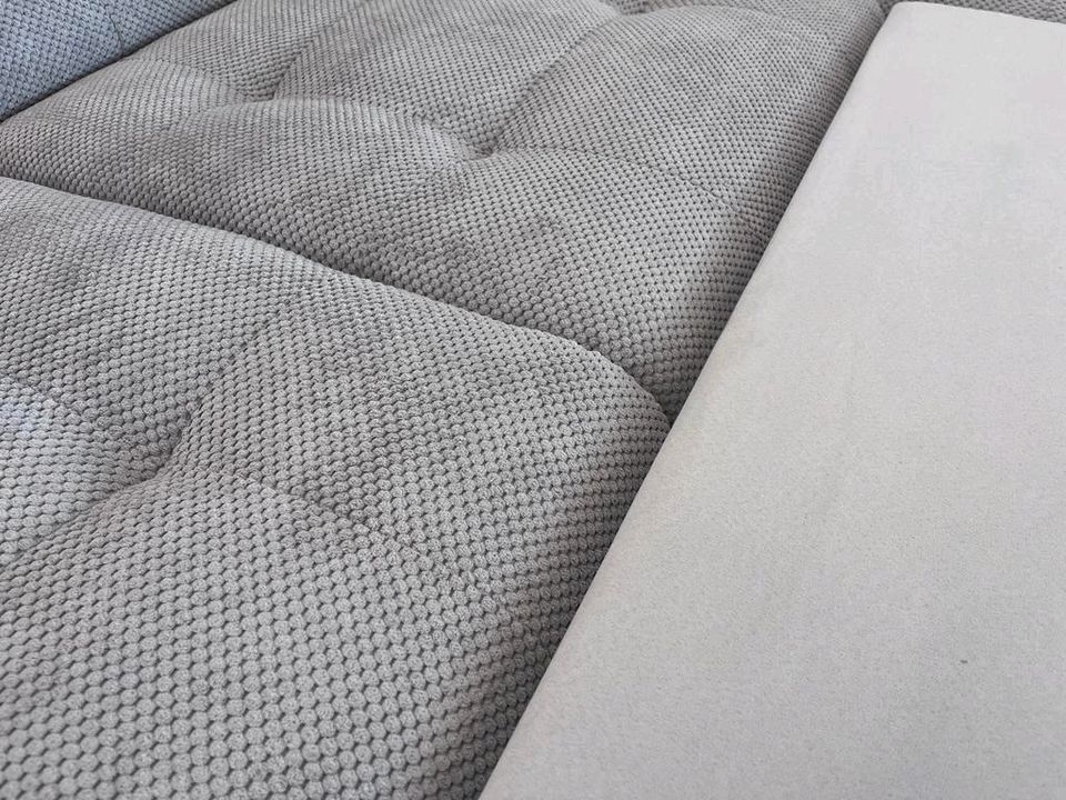 Ecksofa Polsterecke Sofa Couch L-Sofa PALE mit Schlaffunktion Webstoff beige mit Struktur SoPo Ausstellung BEV