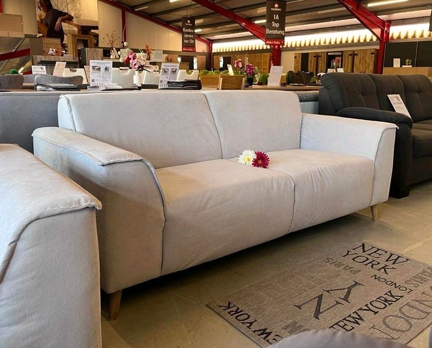 2,5er Sofa 2,5er Couch JANEK Strukturstoff Hellgrau in Scandic Style Versand Beverungen