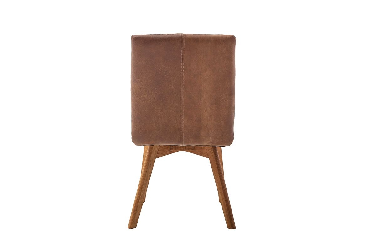 2 Stühle=Set Küchenstuhl Esszimmerstuhl 4-Fuß Stuhl REXFORD Braun Leder Donatello RXWALDBX