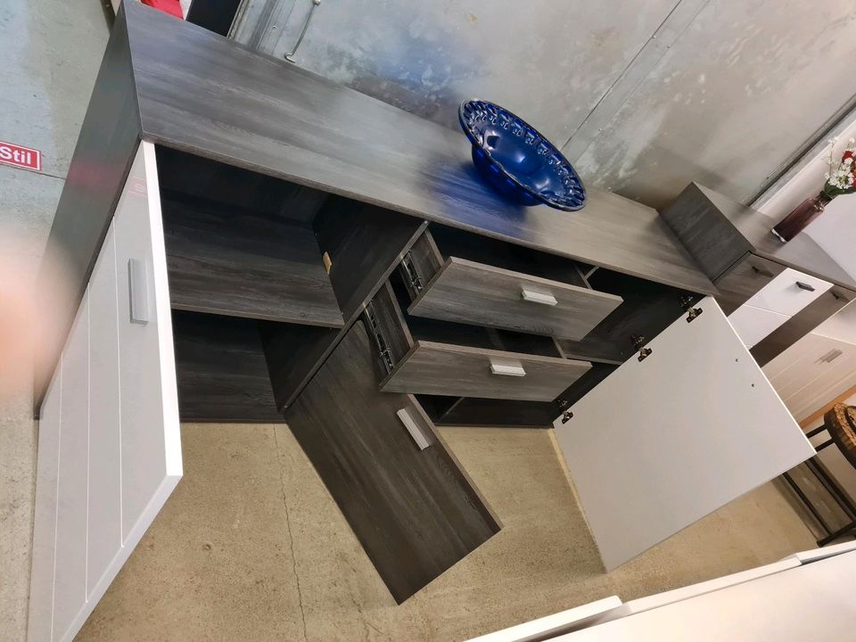 Kommode Sideboard MERLIN Rauch Eiche graphit Versand B�hne