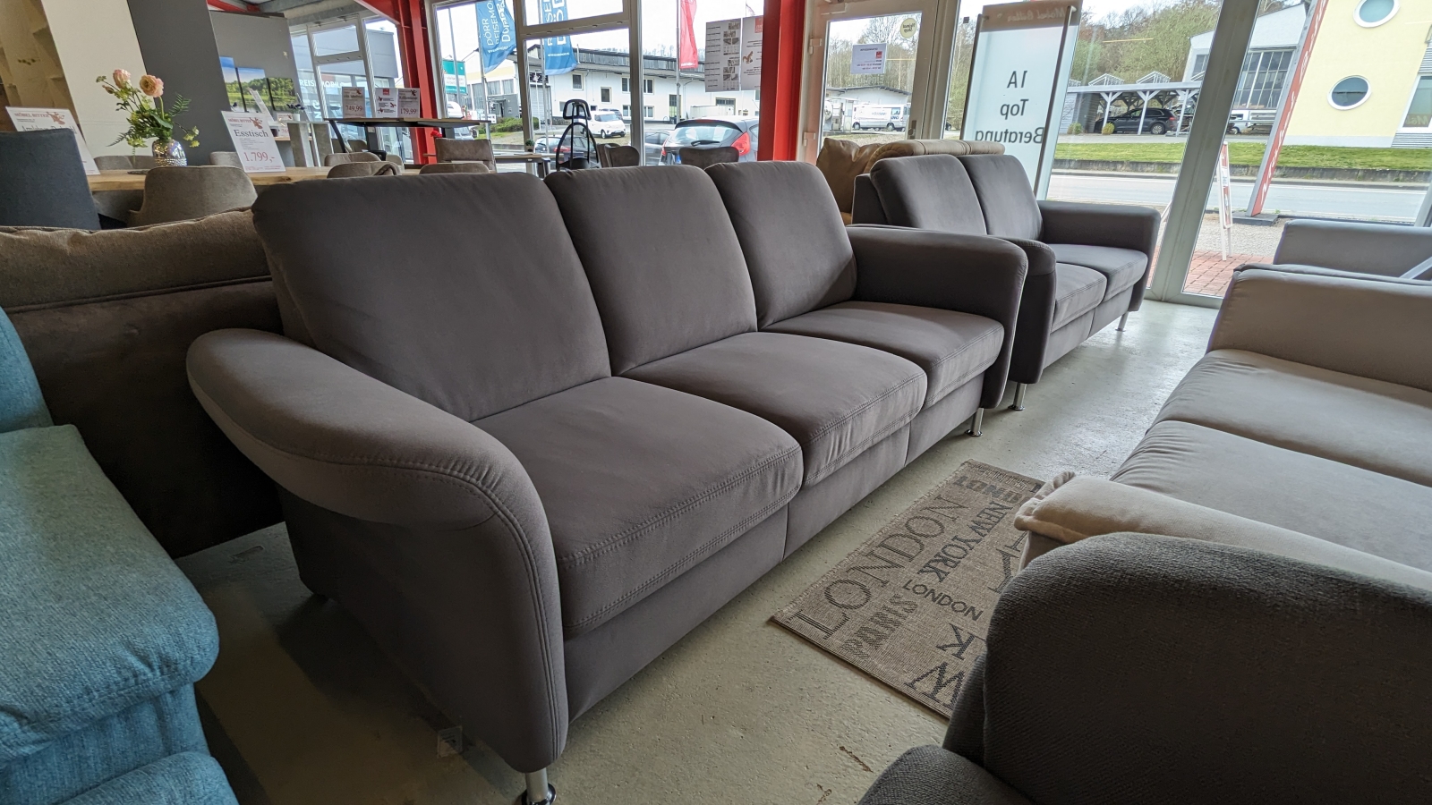 2er Set Sofa Couch Polstergarnitur 3 Sitzer und 2,5 Sitzer PETTRY Supralife Schiefer SoPo BEV