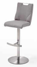 2-er SET Barhocker Hocker Barstuhl GIULIA C Echt Leder Eisgrau GBCE20EG