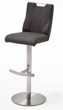 2-er SET Barhocker Hocker Barstuhl GIULIA C Nubukleder-Optik Anthrazit GBCE53AN