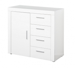 Anrichte Kommode Sideboard Stauraum Schrank CORBET 1T4S Wei� Hochglanz