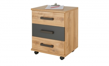 Rollcontainer B�rocontainer J04 514 LIVERPOOL Plankeneiche Nachbildung, Abs. Graphit, auf Rollen